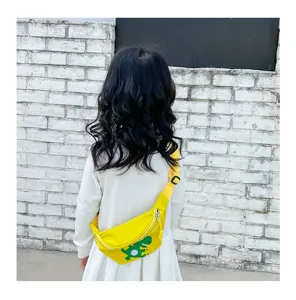 Kids yellow dinosaur waist bag cute cartoon crossbody sling bag for children casual daily wear
