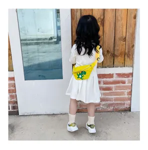 Kids yellow fanny pack cute dinosaur pattern adjustable strap casual chest bag for kids new