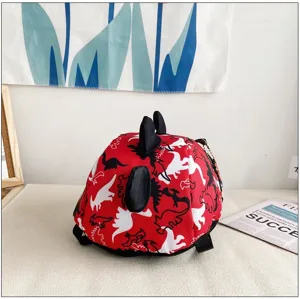 Cute kids dinosaur anti-lost backpack toddler red double shoulder school bag daily use
