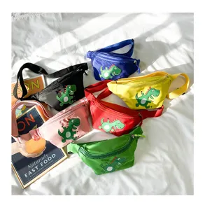 Children cute cartoon dinosaur waist bag multi-color casual nylon chest bag for kids
