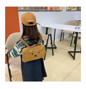 Leuke Koreaanse stijl kinder canvas rugzak met beren ontwerp voor dagelijks gebruik.