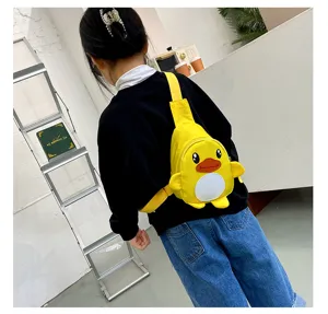 Sac de poitrine en nylon mignon pour enfants canard dessin animé sac bandoulière décontracté