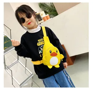 Mignon canard dessin animé enfant sac de poitrine nylon épaule sac à bandoulière pour bébé
