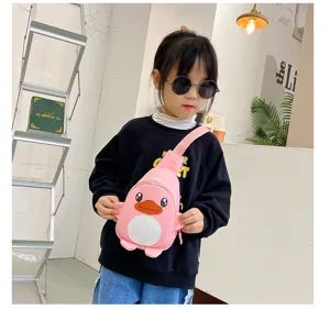 Sac de poitrine canard mignon dessin animé pour enfants sac bandoulière en nylon