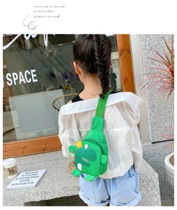 Kinder niedliche grüne Dinosaurier Umhängetasche, koreanischer Stil Mini Brusttasche Reisen.