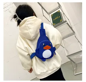 Sac de poitrine mignon en forme de canard pour enfants, sac bandoulière en nylon.