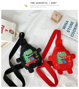 Modischer süßer Dinosaurier Umhängetasche für Kinder, lässige Canvas Minibag für Jungen und Mädchen.