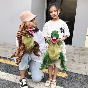 Sac à dos en peluche dinosaure mignon de dessin animé pour femmes et enfants, sac souple.