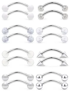 316L Acciaio Inossidabile Curved Barbell Piercing Anelli Set Multicolore Strass Perla Artificiale Sopracciglio Capezzolo Piercing Retainer Unisex Gioielli Corpo