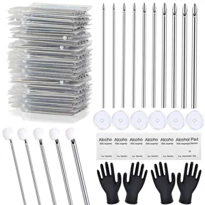 Professional Body Piercing Kit 316L Stainless Steel Needles Gloves Alcohol Pads Piercing Tool Accessories For Ear Nose Lip Tongue Unisex Jewelry Kit