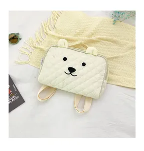 Leuke gewatteerde berenrugzak voor kinderen, zacht canvas materiaal met schattige oren voor dagelijks.