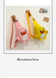 Enfants Mignon Cartoon Canard Sac De Poitrine Nylon Décontracté Bandoulière Sac