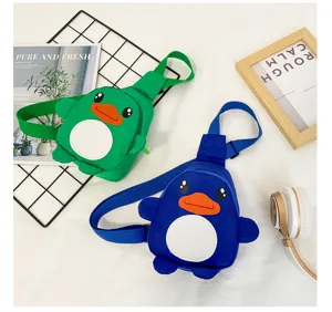 Sac de poitrine en nylon pour enfants joli canard de dessin animé sac bandoulière décontracté