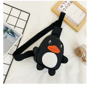 Sac de poitrine animal dessin animé mignon pour enfants, nylon, bandoulière réglable.