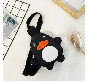 Sac de poitrine pour enfants au design de canard de dessin animé mignon, sac bandoulière en nylon.