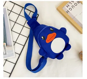 Sac de poitrine mignon pour enfants motif canard en nylon bandoulière quotidienne