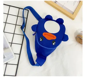 Joli sac bandoulière canard dessin animé pour enfants, sac poitrine en nylon bleu.