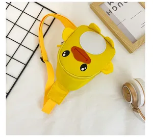 Joli sac de poitrine de canard jaune de dessin animé pour enfants sac à bandoulière en nylon