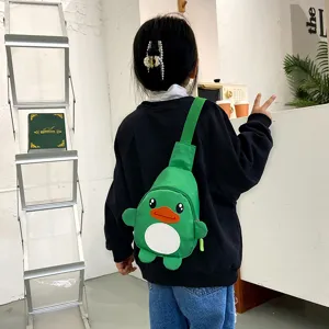 Sac de poitrine mignon pour enfants canard dessin animé, sac bandoulière en nylon.