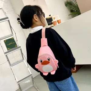 Joli sac de poitrine canard dessin animé enfant sac bandoulière en nylon pour garçon fille