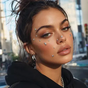 Gemas adhesivas para la cara piercing falso joyas corporales para maquillaje de fiesta.