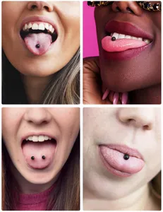 Stainless steel tongue ring body piercing jewelry 14G 16G black barbell piercing decor
