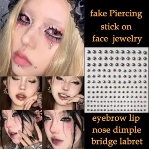 Bijoux de visage autocollants faux piercing strass pour sourcils lèvres nez décoratifs