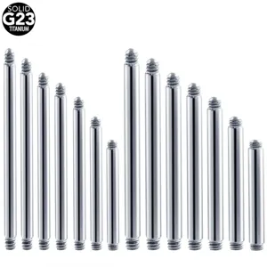 Barra Dritta in Titanio G23 Ricambio Industrial Barbell Filettatura Esterna ASTM F136 Accessorio Piercing Corpo Barra Lucida per Lingua Orecchio