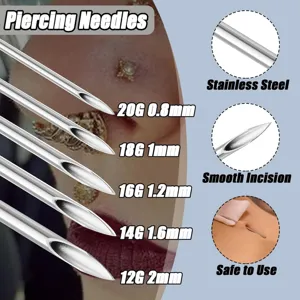 Professional body piercing needles kit stainless steel 12G 14G 16G 18G 20G safe tool