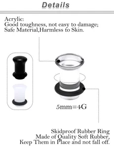 Acrylic ear plug single flare tunnel body piercing stretching jewelry with O-ring size 5mm