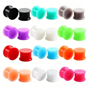 Dilatadores de Oreja de Silicona Flexibles Double Flare Multicolor Flesh Tunnels Gótico Unisex Joyería para Piercing de Oreja Spacers