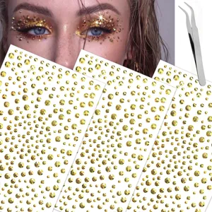 4Stk Y2K Festival Gesicht Strass Aufkleber DIY Augen Make-up Kristall Edelstein Schmuck