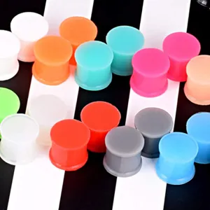 24pcs túneles de oreja de silicona flexible dilatadores dobles joyas para piercing