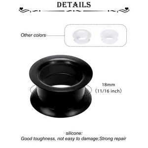 Silicone ear gauge tunnel stretcher 18mm flexible body piercing jewelry set black white