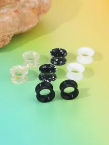 8-piece silicone ear plugs and tunnels stretchy ear gauges piercing body jewelry set for men women