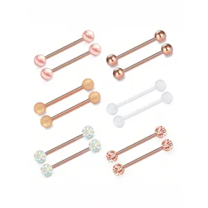 12pcs stainless steel tongue nipple barbell body piercing jewelry set diverse colors