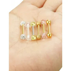 Stainless steel barbell body piercing jewelry set, cute tongue and nipple rings for women.
