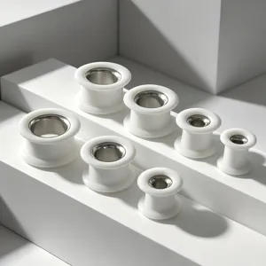 Dilatadores de orejas abocinados dobles de acero inoxidable y silicona joyería piercing.