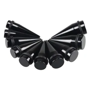 Black acrylic ear stretching tapers and tunnels kit set for body piercing accessories.