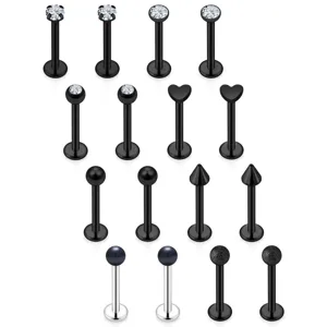 16G 316L Acciaio Inossidabile Orecchini a Bottone a Base Piatta Anello al Naso per Uomo Donna Cuore Strass Perla Artificiale Gioielli Piercing Cartilagine