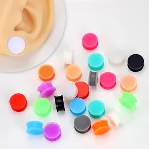 Set de 24 piezas de dilatadores de oreja de silicona flexible túnel piercing colorido