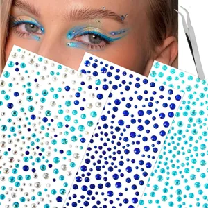 4 Stück Y2K Stil Gesichtsjuwelen Strass Aufkleber Acryl Künstliche Perle Augen Make-up Für Musik Festival Party Make-up Aufkleber
