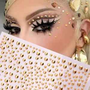 4Stk Y2K Festival Gesicht Schmuck Aufkleber Strass Augen Make-up Bling Kristalle Dekor