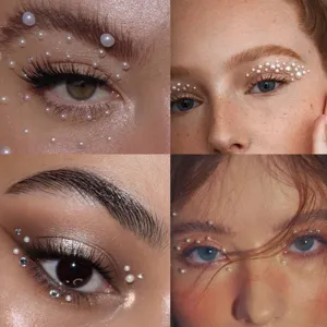 4 Stk. Y2K Festival DIY Augen-Make-up Gesichtschmuck Perlen Strass Sticker Hauptbild