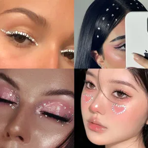 Y2K Festival Gesicht Strasssteine DIY Augen Make-up Kristall Steine 4 Stk Set Party