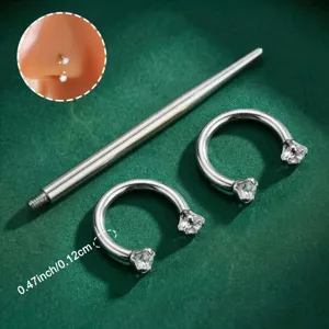 Edelstahl Hufeisen Piercing Ring Set mit Zirkonia Körperschmuck für Ohr und Nase passend.