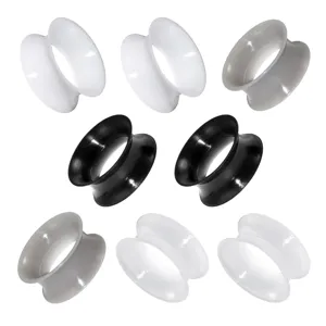 Flexible Silicone Ear Tunnels Plugs Double Flare Ear Gauges Stretching Kit Gothic Body Piercing Jewelry For Men Women