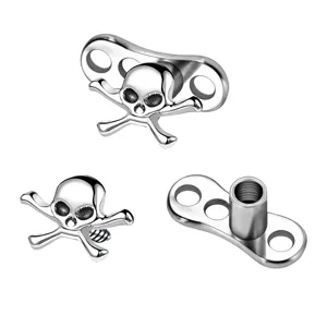 G23 Titanium Microdermal Piercing Jewelry Skull Cross Anchor Piercing Stud Surgical Steel Body Jewelry Unisex Punk Gothic Anchor Top Base