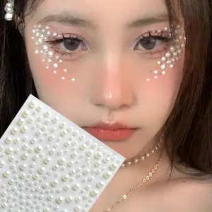 Pegatinas de cara de perlas 3D brillantes, mini gemas adhesivas para maquillaje de ojos y fiestas.