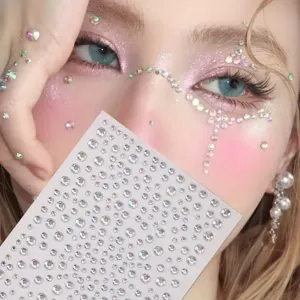 Brillante 3D pegatinas de cara de cristal mini diamante y perla gemas pegatinas